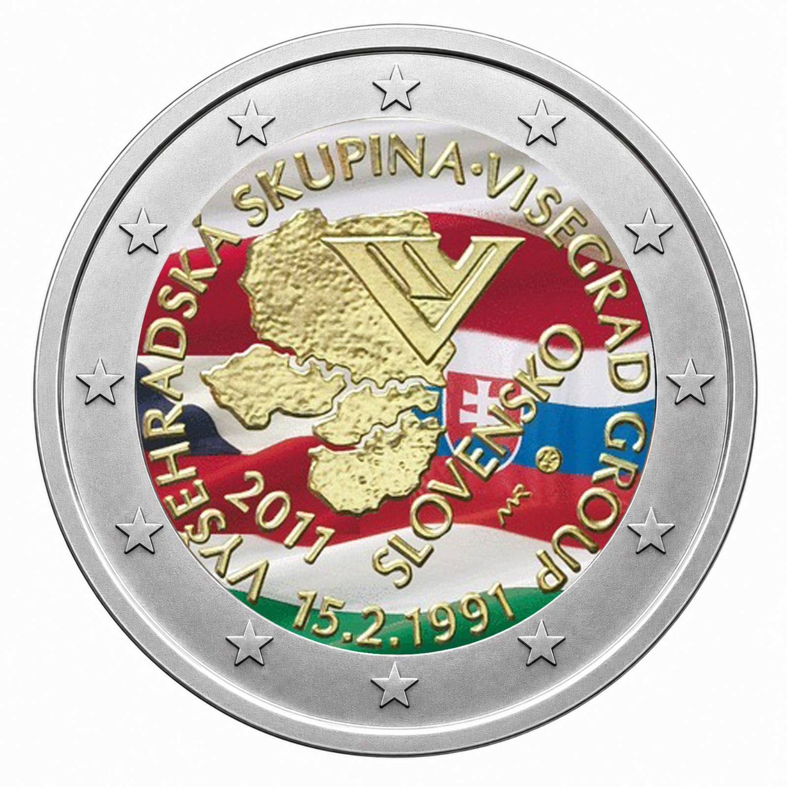 2 Euros Visegrad Group (Coloured)